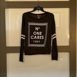 On Fire Charcoal Gray Long Sleeve Tee with White Accents